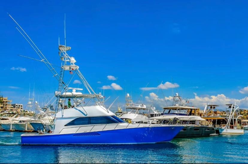 TCB 58-foot Viking sportfisher docked at Cabo San Lucas marina