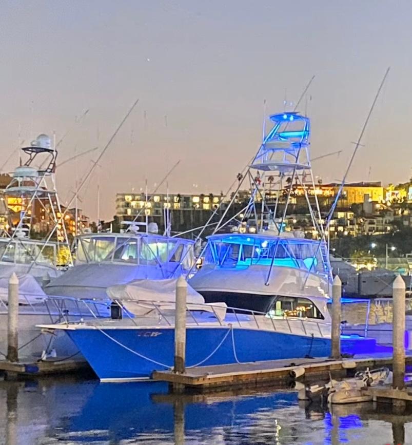 TCB at night with blue LED lighting